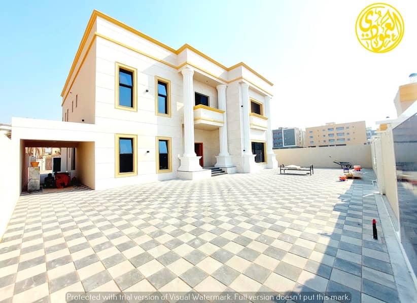 For sale a villa on 3 streets, close to the mosque, from the most luxurious villas in Ajman, with personal construction and finishing, super deluxe, b
