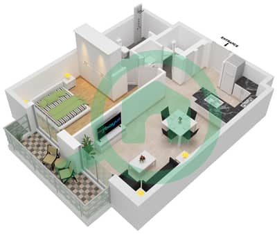 المخططات الطابقية لتصميم النموذج / الوحدة A/1B شقة 1 غرفة نوم - بلغرافيا سكوير