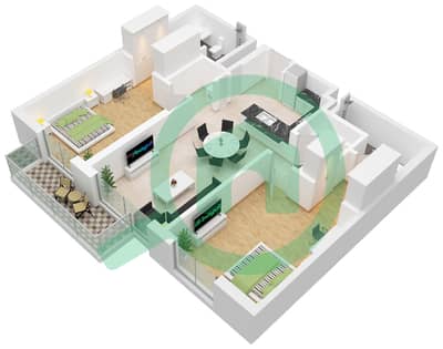 المخططات الطابقية لتصميم النموذج / الوحدة A/2B شقة 2 غرفة نوم - بلغرافيا سكوير