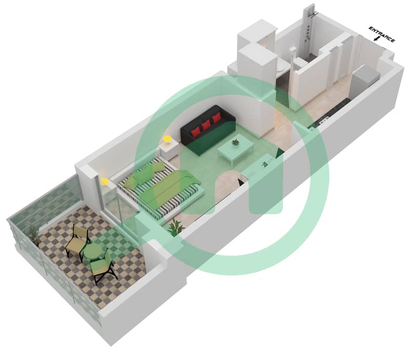 贝尔格莱维亚广场 - 单身公寓类型／单位A1/ST戶型图 interactive3D