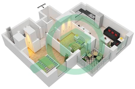 المخططات الطابقية لتصميم النموذج B2 شقة 2 غرفة نوم - ذا نوك