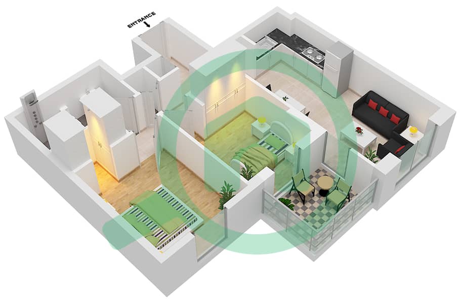 The Nook - 2 Bedroom Apartment Type B2 Floor plan interactive3D