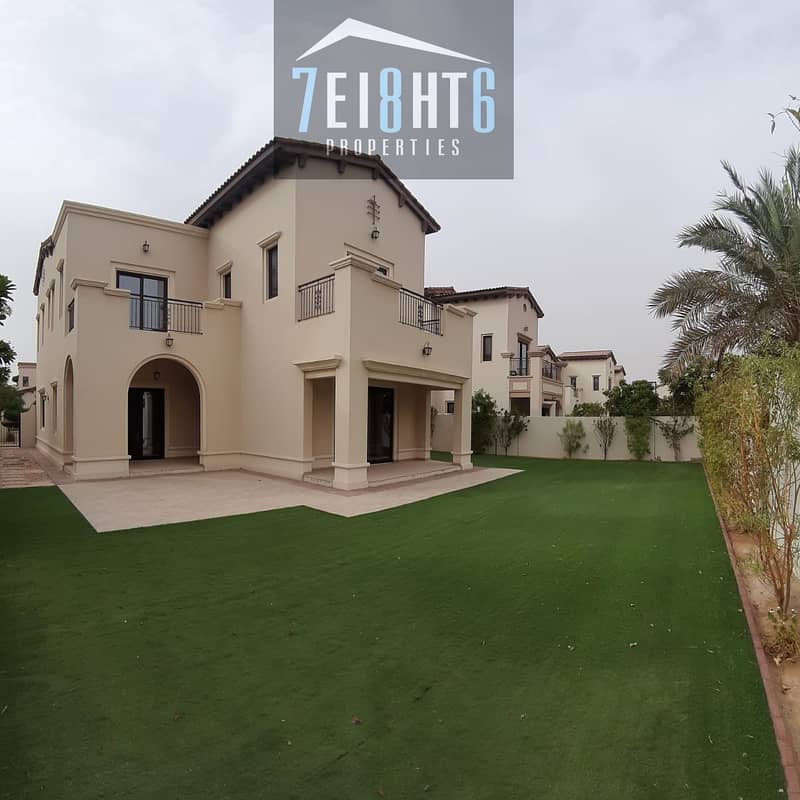 Beautifully presented: 4 b/r good quality independent villa + maids room + garden for rent in Arabian Ranches 2