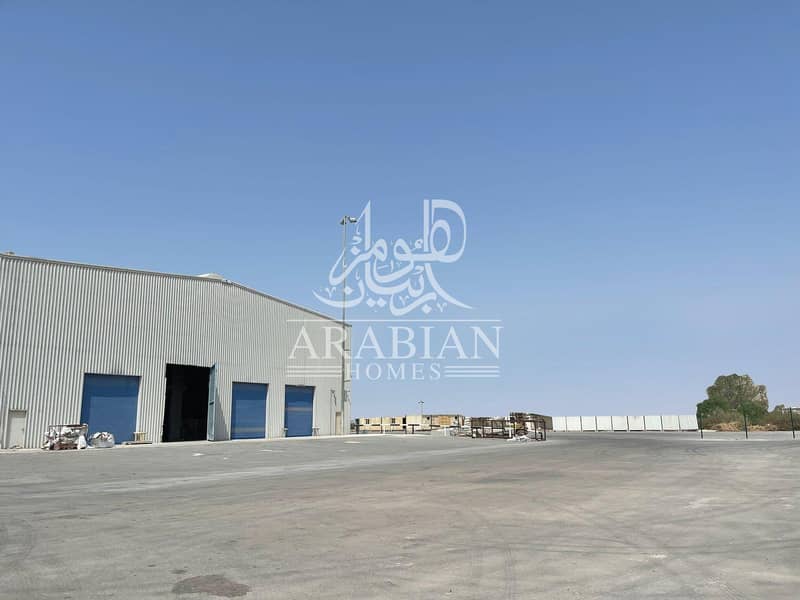 3,402sq. m Brand New Warehouse with 60Ton Capacity Crane + Open Yard for Rent in Mussafah