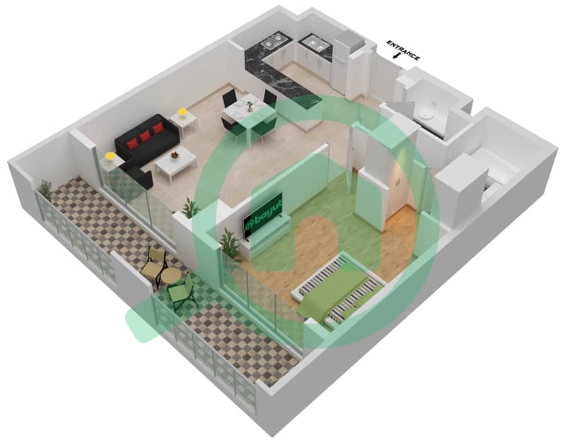 Al Andalus Tower C - 6 Bedroom Apartment Type A Floor plan interactive3D