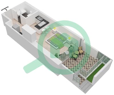 المخططات الطابقية لتصميم الوحدة 2 شقة استوديو - أنوا