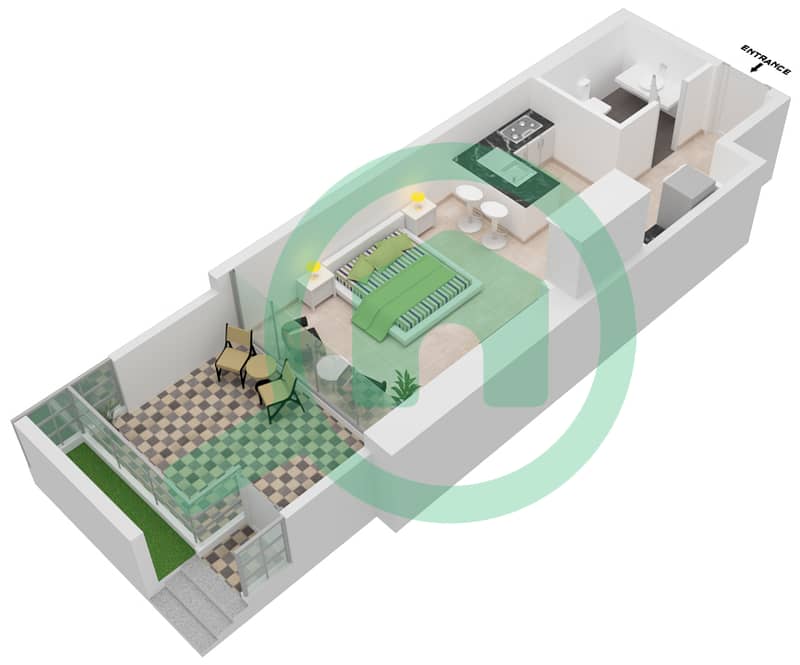 المخططات الطابقية لتصميم الوحدة 5 شقة استوديو - أنوا Floor 1 interactive3D