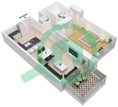 المخططات الطابقية لتصميم الوحدة 05 شقة 1 غرفة نوم - أنوا