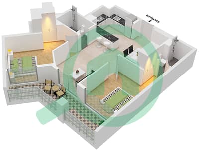 المخططات الطابقية لتصميم النموذج AA شقة 2 غرفة نوم - ماج 535