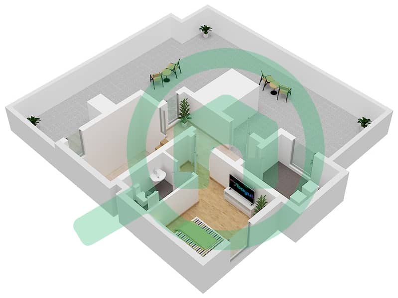 المخططات الطابقية لتصميم النموذج 1 تاون هاوس 5 غرف نوم - قرية ماربيلا Second Floor interactive3D