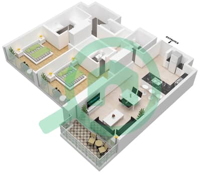 Анва - Апартамент 2 Cпальни планировка Единица измерения 3