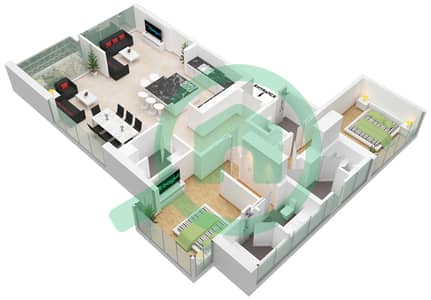 Anwa - 2 Bedroom Apartment Unit ,1 Floor plan