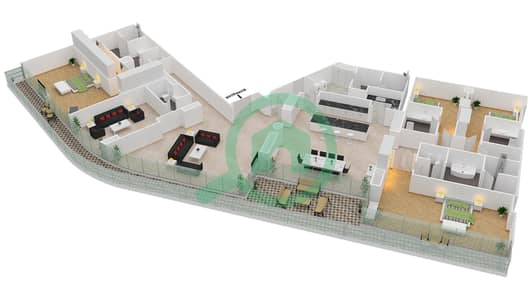 المخططات الطابقية لتصميم الوحدة 4-601 شقة 4 غرف نوم - قصر 4
