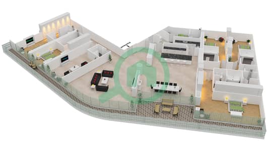 المخططات الطابقية لتصميم الوحدة 4-401 شقة 5 غرف نوم - قصر 4