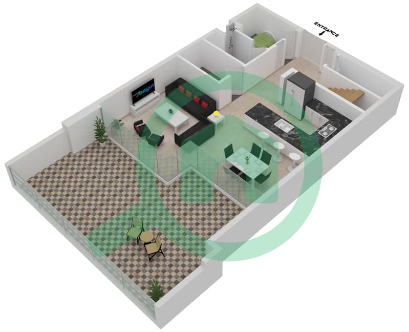 Peninsula Five - 2 Bedroom Apartment Type/unit A2-G11 Floor plan Ground Floor interactive3D
