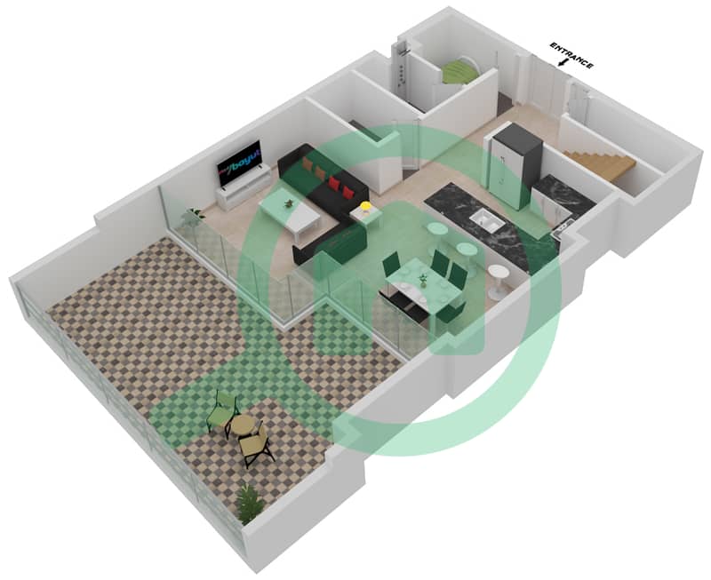 Пенинсула Файв - Апартамент 3 Cпальни планировка Тип/мера B-G02 Ground Floor interactive3D