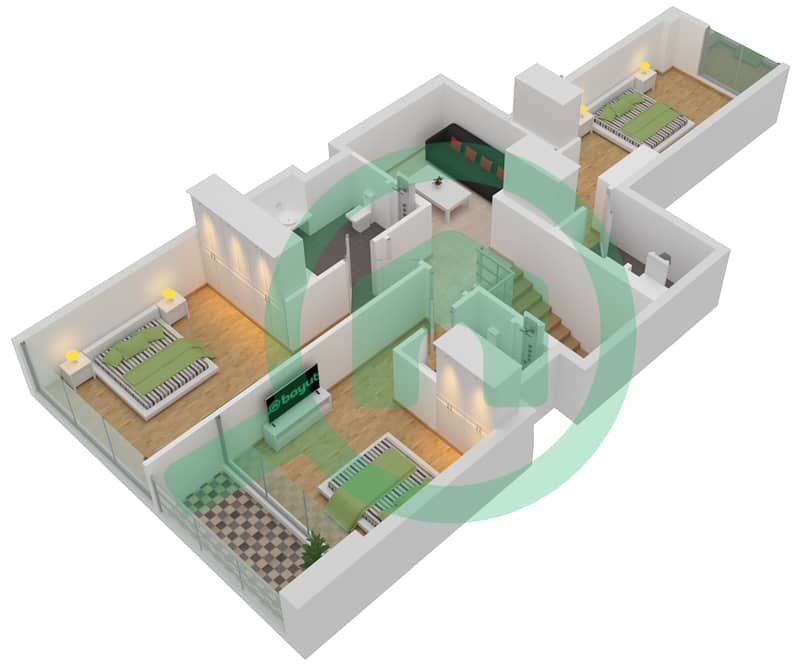 Пенинсула Файв - Апартамент 3 Cпальни планировка Тип/мера B-G02 First Floor interactive3D