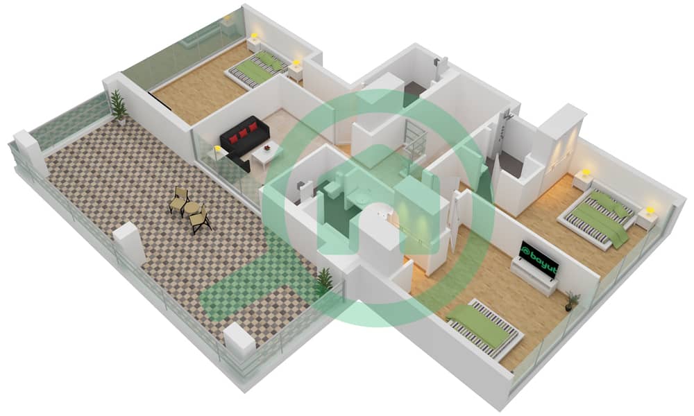 Пенинсула Файв - Апартамент 4 Cпальни планировка Тип/мера A-402 First Floor interactive3D
