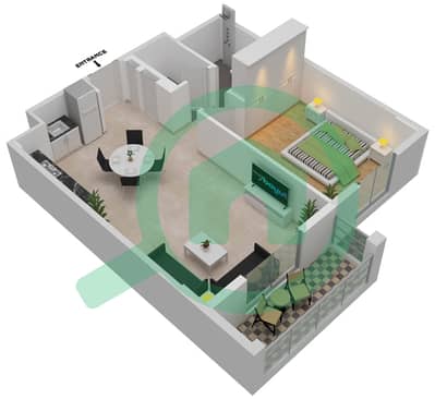 海岸2号大厦 - 1 卧室公寓类型1B戶型图