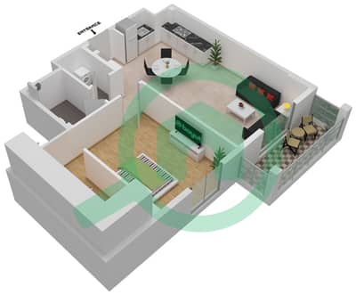 海岸2号大厦 - 1 卧室公寓类型2戶型图