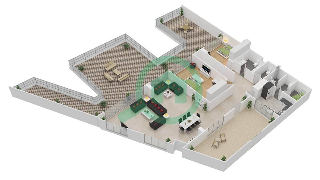 المخططات الطابقية لتصميم الوحدة TH6-D تاون هاوس 5 غرف نوم - الهديل Upper Floor interactive3D