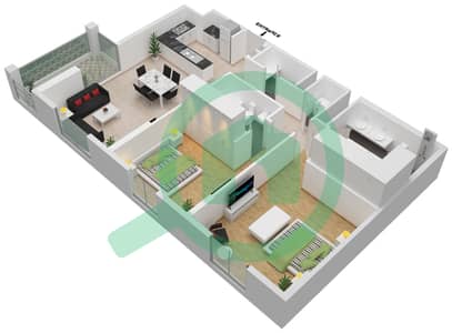 海岸2号大厦 - 2 卧室公寓类型2戶型图