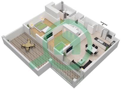海岸2号大厦 - 2 卧室公寓类型2A戶型图