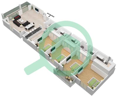 海岸2号大厦 - 4 卧室公寓类型2戶型图