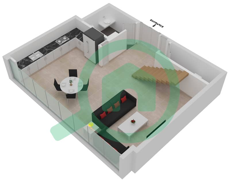 Пенинсула Файв - Апартамент 1 Спальня планировка Тип/мера A-G06 Ground Floor interactive3D