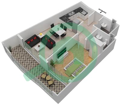 Гардения Ливингс - Апартамент 1 Спальня планировка Единица измерения 21