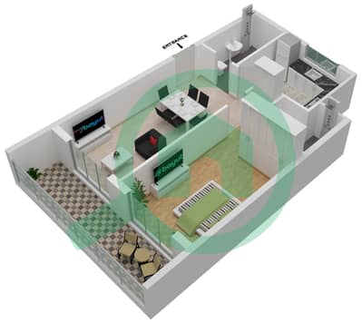 المخططات الطابقية لتصميم الوحدة 26 شقة 1 غرفة نوم - غاردينيا ليفينج