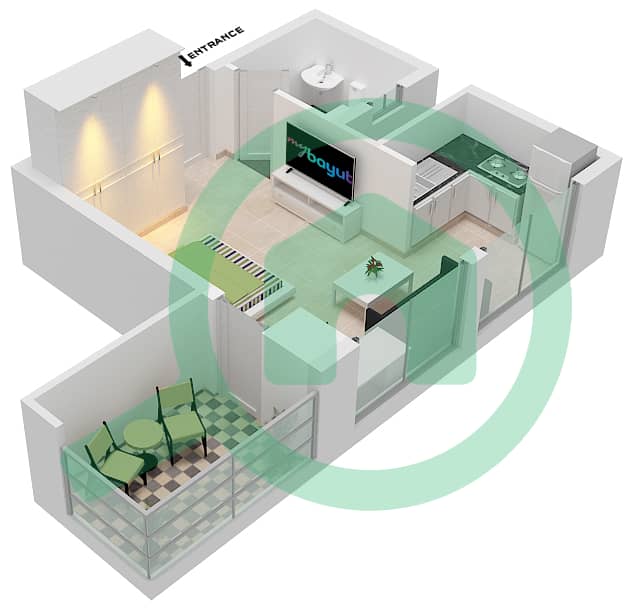 Regina Tower - Studio Apartment Type 2-FLOOR 4-14 Floor plan Floor 4-14 interactive3D