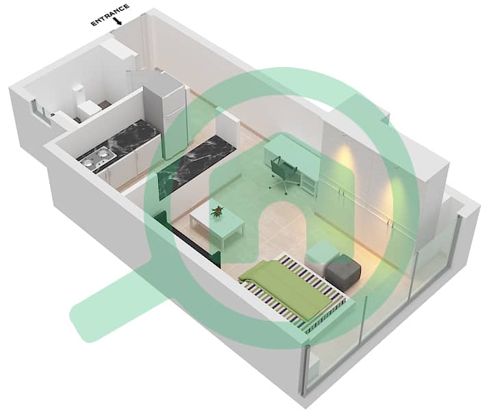 المخططات الطابقية لتصميم النموذج 5-FLOOR 4-14 شقة استوديو - برج ريجينا Floor 4-14 interactive3D