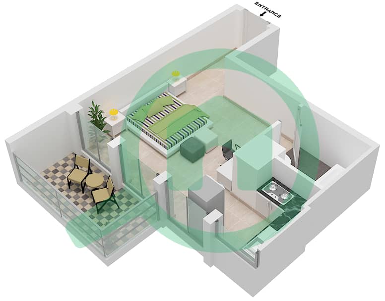 Тауэр Регина - Апартамент Студия планировка Тип 3-FLOOR 4-14 Floor 4-14 interactive3D