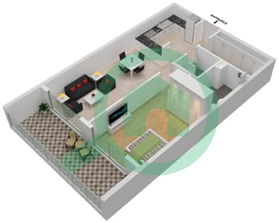Аванос Резиденс - Апартамент 1 Спальня планировка Единица измерения G08-GROUND FLOOR