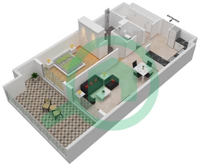 المخططات الطابقية لتصميم الوحدة G01-GROUND FLOOR شقة 1 غرفة نوم - مجمع أفانوس