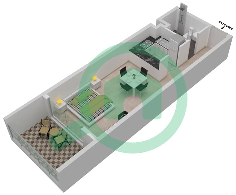 Аванос Резиденс - Апартамент Студия планировка Единица измерения G12-GROUND FLOOR Ground Floor interactive3D