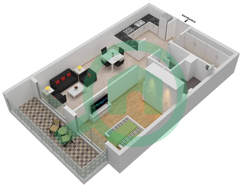 Avanos Residence - 1 Bedroom Apartment Unit 211-311-2ND-3RD Floor plan 2nd-3rd interactive3D