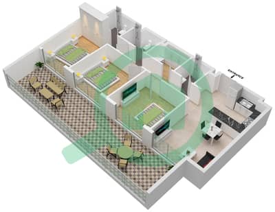 المخططات الطابقية لتصميم الوحدة 410-FLOOR 4TH شقة 3 غرف نوم - مجمع أفانوس