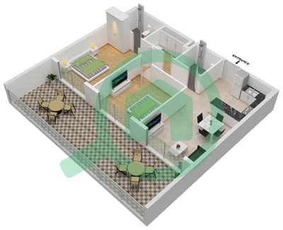 المخططات الطابقية لتصميم الوحدة 408-FLOOR 4TH شقة 2 غرفة نوم - مجمع أفانوس