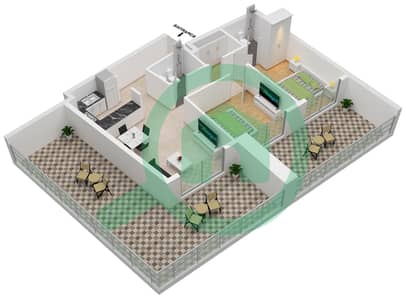 المخططات الطابقية لتصميم الوحدة 405-FLOOR 4TH شقة 2 غرفة نوم - مجمع أفانوس