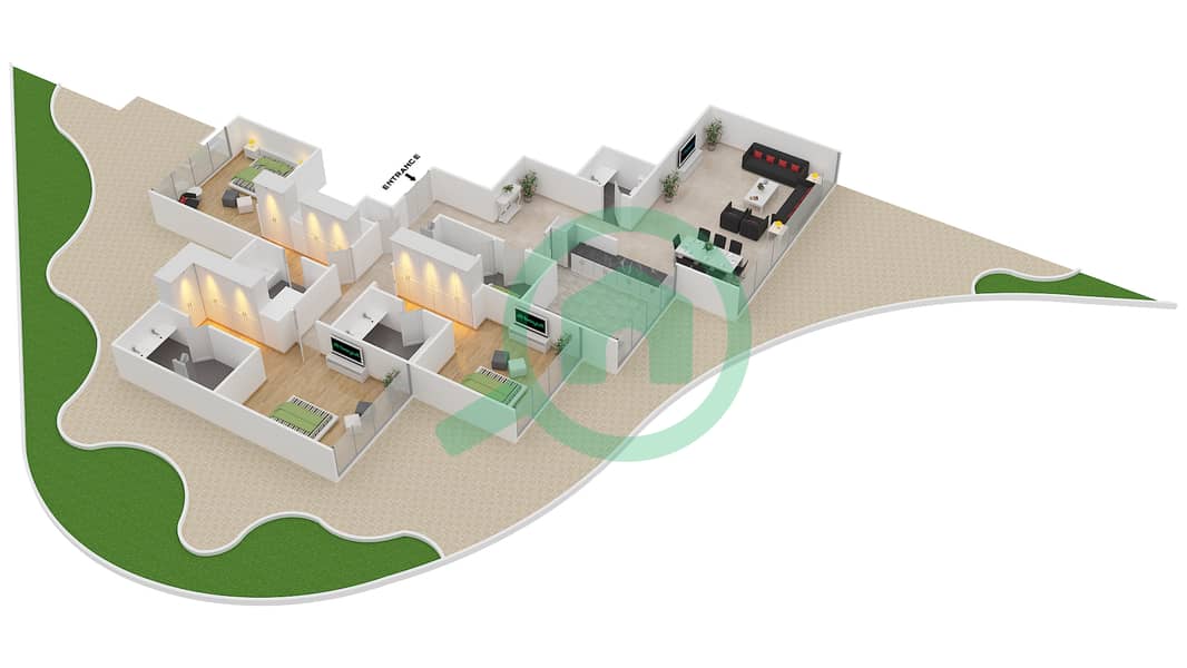 Royal Bay by Azizi - 3 Bedroom Penthouse Type 1 FLOOR 9 Floor plan interactive3D