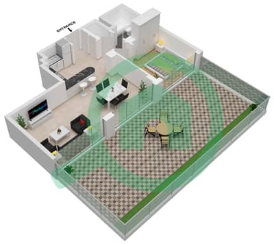المخططات الطابقية لتصميم النموذج 1 BEDROOM TYPE 2 شقة 1 غرفة نوم - LOCIريزيدنسز