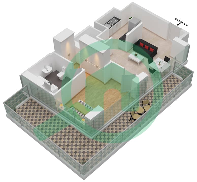 Матрикс - Апартамент 1 Спальня планировка Тип 2501 interactive3D