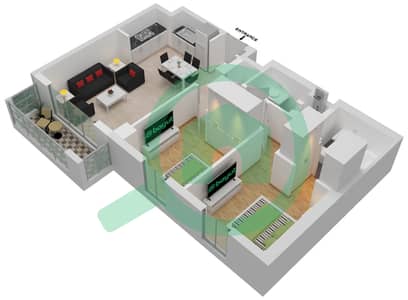 المخططات الطابقية لتصميم الوحدة 3 شقة 2 غرفة نوم - بايشور 4