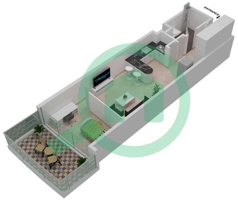 LOCI Residences - Studio Apartment Type STUDIO A TYPE 1 Floor plan interactive3D
