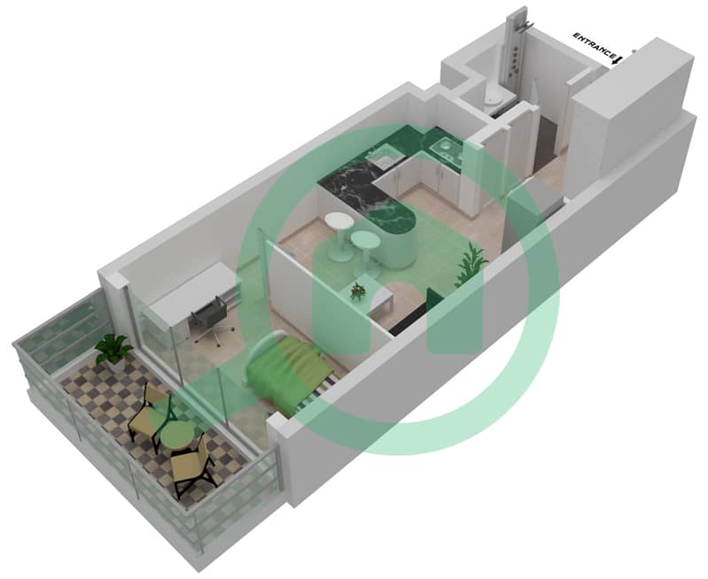 LOCI Residences - Studio Apartment Type STUDIO-A TYPE 1 Floor plan interactive3D