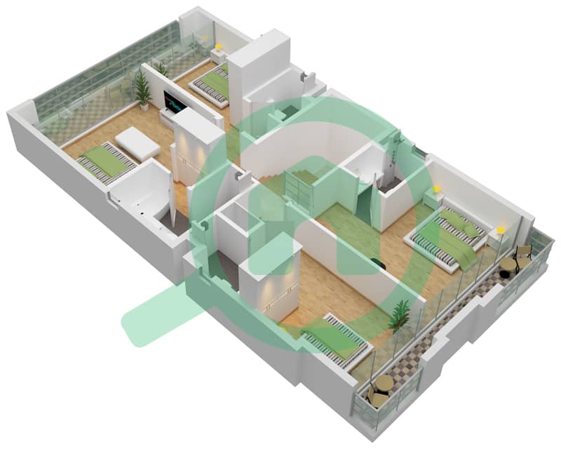 东方公寓 - 5 卧室别墅类型A戶型图 First Floor interactive3D