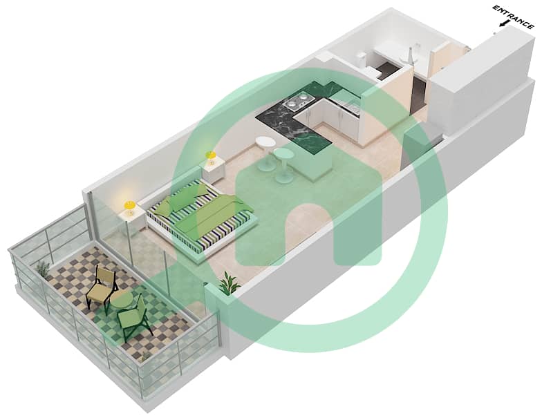 Дезайр Резиденсиз - Апартамент Студия планировка Единица измерения 1405 Floor 10 interactive3D
