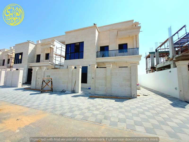 Urgent sale villa, ground floor, first roof, central air conditioning, near the mosque, to the most luxurious villas in Ajman, with personal construct